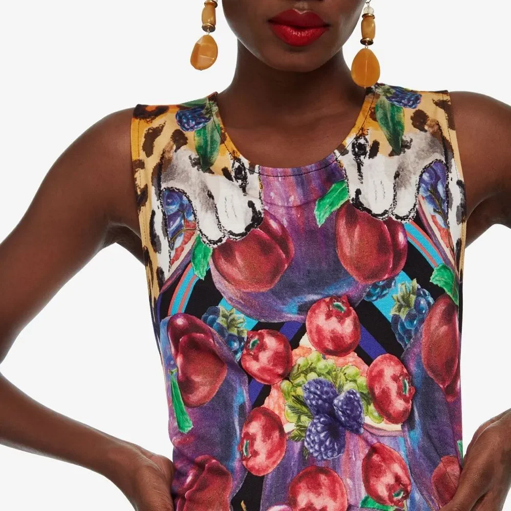 Blue Dress with Fruit Print Nika Size M - Picture 3 of 15